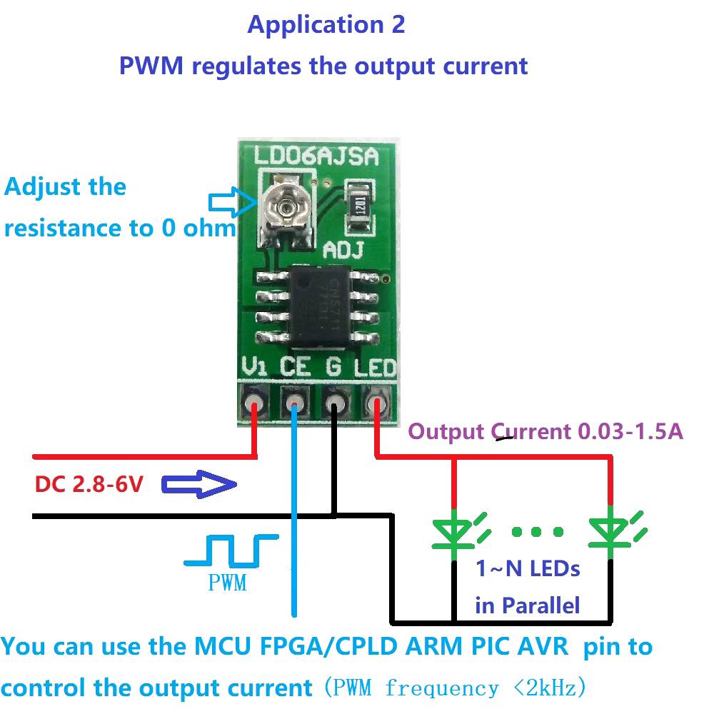 Стабилизатор тока Светодиода  3.3V 3.7V 5V 30-1500MA